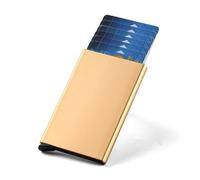 Cartera para tarjetas de crédito de identidad, marca de lujo, para hombres y mujeres, antibloqueo, protegida, magia, delgada, mini billetera para dinero pequeño, Gold, Talla única