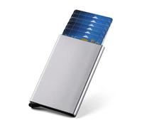 Cartera para tarjetas de crédito de identidad, marca de lujo, para hombres y mujeres, antibloqueo, protegida, magia, delgada, mini billetera para dinero pequeño, gris claro, Talla única