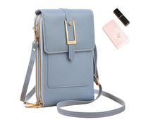 Cartera para teléfono, funda multibolsillos con cremallera lisa, turquesa, Fare riferimento alla descrizione