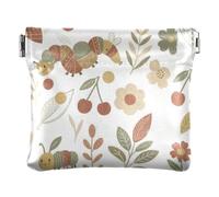 Cartera pequeña de piel sintética para mujer, con cierre de beso | Ligero, se cierra de forma segura, tamaño de bolsillo, pines de seguridad, clips de papel, frutas frescas de oruga verde
