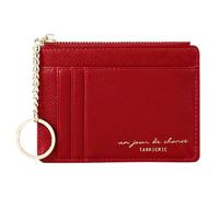 Cartera Pequeña Mujer, Monederos y Carteras de Señoras con Cremallera, Confeccionadas en Piel Sintética Lisa y Suave, Tarjetero, Rojo