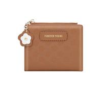 Cartera pequeña para mujer, cartera multiusos con ventana de identificación, cartera plegable con ventana, organizador de tarjetas con bolsillo con cremallera, carteras para mujeres, Brown, Refer to