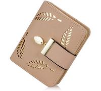 Cartera Pequeña Plegable para Mujer - Cuero con Identificación/Tarjetero, Vegana con Cremallera - Regalo de Cumpleaños/Navidad para Mujeres y Niñas (Beige)