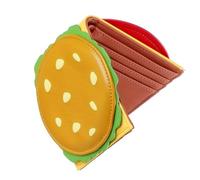 cartera pequeña, soporte plegable de piel sintética antirrobo | Tarjetero | para playa, al aire libre, viajes, senderismo, deportes, coche, oficina, compras, Hamburguesa, Refer to description