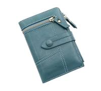 Cartera pequeña y delgada Compatible with mujer, tarjetero de piel sintética, plegable, con cremallera, monedero, ventana Compatible with identificación, Compatible with damas y niñas(Blu)