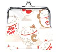 Cartera personalizada de cuero para hombre y mujer, diseño de gato blanco beige, Lovely Cat Blanco Beige, Clásico, Lovely Cat Blanco Beige, Clásico