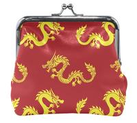 cartera personalizado de moda con diseño de dragón dorado rojo para mujer, cartera de piel con cerradura de beso, Red Dragón Dorado de moda, UNITALLA, Red Dragón Dorado de moda, UNITALLA, Classic