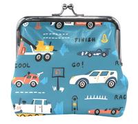 cartera personalizado de piel azul para mujeres y niñas, con cierre de beso y cambio, tarjetero, Race Cars Blue, UNITALLA, Race Cars Blue, UNITALLA, Classic