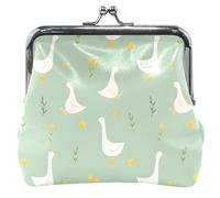 cartera personalizado de piel de ganso blanco para mujer, diseño de bloqueo de beso pequeño para niñas, White Goose Green, UNITALLA, White Goose Green, UNITALLA, Classic