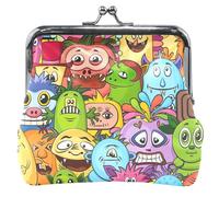 cartera personalizado para hombres y mujeres, Monstruos lindos de piel naranja con hebilla de beso pequeño cambiador, Cute Monsters Orange, UNITALLA, Classic, Cute Monsters Orange, UNITALLA, Classic