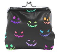 cartera personalizado para mujer, de piel, fantasmas, cara de neón, beso, con hebilla de cambio, Halloween Ghosts Face Neon, UNITALLA, Classic, Halloween Ghosts Face Neon, UNITALLA, Classic