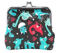 cartera personalizado para mujer, de piel, lindo Dino Adventures, negro, con hebilla de beso y cambio de tarjeta, para moneda, Cute Dino Adventures Black, UNITALLA, Classic, Cute Dino Adventures Black