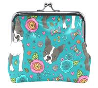 cartera personalizado para perros florales azul para hombres y mujeres, cartera de piel con bloqueo de beso para monedas, Cute Floral Dogs Blue, UNITALLA, Cute Floral Dogs Blue, UNITALLA, Classic