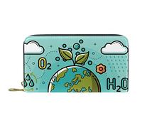 Cartera Piel Piel Cremallera Monedero Largo Happy Earth Day