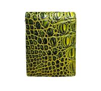Cartera plegable de cocodrilo auténtica para hombre, carteras de cocodrilo real para hombre, Piel de cera de cocodrilo verde dorado, 9x 12cm, Casual
