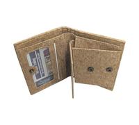 Cartera plegable de corcho portugués para hombres y mujeres, cartera vegana sostenible, respetuosa con el medio ambiente, resistente al agua, procedente de Portugal, incluye monedero, ventana de