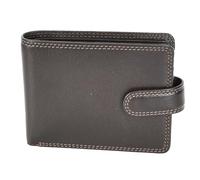 Cartera plegable de piel auténtica para hombre, protección RFID, caja de regalo incluida HOL13, Brown, talla mediana, Tamaño mediano