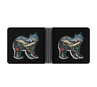 Cartera plegable de piel con diseño de oso de Columbia Británica