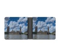 Cartera plegable de piel con vista de Londres del puente de Westminster con río Támesis