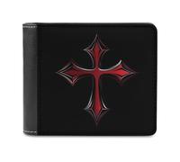 Cartera plegable de piel sintética con cruz de hierro sangriento, cartera delgada para mujeres y hombres, Estilo:, Talla única