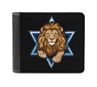 Cartera plegable de piel sintética con diseño de león de Israel judío de Israel, monedero delgado para mujeres y hombres, Estilo:, Talla única