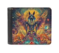 Cartera plegable de piel sintética con diseño de mitología egipcia, dios de Horus, monedero delgado para mujeres y hombres, Estilo:, Talla única