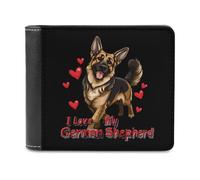Cartera plegable de piel sintética con texto "I Love My German Shepherd" para mujeres y hombres, Estilo:, Talla única