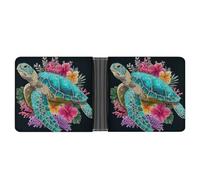 Cartera plegable de piel sintética suave con estampado de s, flores tropicales y coral, monedero, estuche para tarjetas de crédito, tarjetero duradero y billetera delgada para hombres y mujeres.
