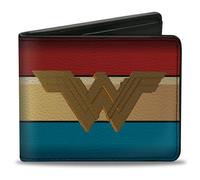 Cartera plegable de poliuretano con hebilla - Wonder Woman 2017 icono/rayas rojo/dorado/azul
