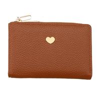 Cartera plegable para mujer, billetera, simple, de cuero, fina, corta, pequeña, plegable, para tarjetas de efectivo, carteras compactas, Marrón, As the pic show