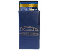 Cartera porta carné de conducir, porta documentos para coche - Cartera de PU para seguro de coche - Interior del coche Portadocumentos para documentos, tarjetas, carnet de conducir, azul oscuro,