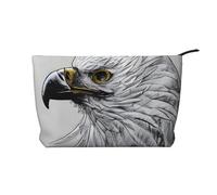 Cartera portátil con cremallera para mujer, adecuada para viajes y almacenamiento diario de cosméticos, para dibujar una bolsa de cosméticos de pana de águila, color negro, talla única, Negro, One