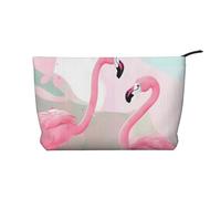 Cartera portátil con cremallera para mujer, adecuada para viajes y almacenamiento diario de cosméticos, bolsa de cosméticos de pana Love Flamingo, color negro, talla única, Negro, One Size