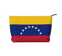 Cartera portátil con cremallera para mujer, adecuada para viajes y almacenamiento diario de cosméticos, bolsa de cosméticos de pana con bandera de Venezuela, color negro, talla única, Negro, One Size
