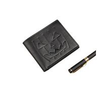 Cartera retro con estampado de cabeza de calabaza de Halloween con múltiples ranuras para tarjetas, monedero de gran capacidad, cartera corta casual para hombre, A1, 1.0*1.0*1.0
