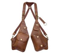 Cartera retro desmontable para teléfono, diseño antirrobo, funda de piel sintética, accesorios de disfraces, ajustable, unisex, para axilas, marrón oscuro, One Size