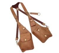 Cartera retro desmontable para teléfono, diseño antirrobo, funda de piel sintética, accesorios para disfraz, bolsa para axilas, marrón claro, One Size