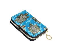 Cartera RFID para tarjetas de crédito, diseño de tortuga para mujer, funda de piel con cremallera, cartera de acordeón para regalo de mujer