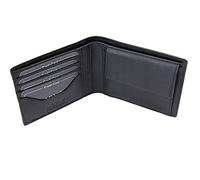 Cartera señores con Bolsillo para Monedas Monedero señoras extrafino Tarjetero Hombre Slim Billetero Cartera pequeña de Viaje Protege Tarjetas de crédito LEAS, Piel auténtica, Negro