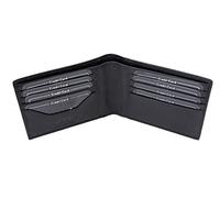 Cartera señores sin Bolsillo para Monedas Monedero señoras extrafino Tarjetero Hombre Slim Billetero Cartera pequeña de Viaje Protege Tarjetas de crédito LEAS, Piel auténtica, Negro