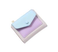 Cartera simple para mujer, billetera plegable de cuero, billeteras finas y cortas, billeteras pequeñas y plegables para tarjetas de efectivo, cartera compacta, Azul, As the pic show
