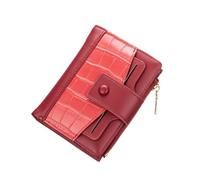 Cartera simple para mujer, billetera plegable de cuero, delgada y corta, pequeña, para efectivo, tarjetero, bolsa compacta, Rojo, As the pic show