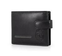 Cartera Sporting Cuero con separador, 12x9x2 cm. Con bolsa, Compartment para Tarjetas, ventana para Documentos Fotos, Compartment para Notas, Cierre de Botones. RFID, Negro , 12x9x2 cm, Contemporáneo