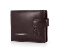 Cartera Sporting Cuero con separador, 12x9x2 cm. Con bolsa, Compartment para Tarjetas, ventana para Documentos Fotos, Compartment para Notas, Cierre de Botones. RFID, marrón, 12x9x2 cm, Contemporáneo