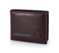 Cartera Sporting de piel con monedero, 10 x 8,5 x 1,5 cm. Múltiples ranuras para tarjetas. Compartimento para billetes. Protección RFID. negro, marrón, marrón, 10 x 8,5 x 1,5 cm, Contemporáneo