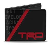 Cartera Toyota, plegable, logotipo TRD y texto de desarrollo de Toyota Racing, rayas negras y rojas, cuero vegano, Negro -, 4.0" x 3.5", Casual
