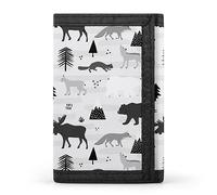 Cartera triple con diseño de alces, osos, zorros, árboles, lobos y ardillas, con estampados de animales de la fauna, elegante monedero con llavero, tarjetero para tarjetas de crédito, facturas y recib