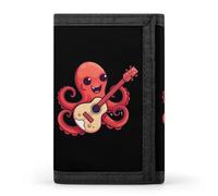 Cartera triple con diseño de pulpo tocando la guitarra, con ranuras para tarjetas, para hombres y mujeres