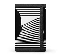 Cartera triple con silueta de gato negro y rayas blancas y negras rasgadas, elegante monedero con llavero, tarjetero para tarjetas de crédito, recibos, facturas, etc., para mujeres y hombres, 12,7 x 8