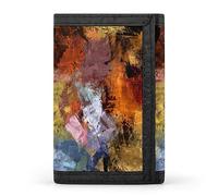 Cartera triple con textura psicodélica, pinceladas de pintura al óleo de colores, elegante monedero con llavero, tarjetero para tarjetas de crédito, recibos, facturas, mujeres y hombres, 12,7 x 8,4 x